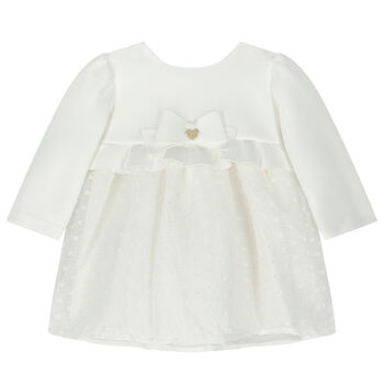 Younger Girls Ivory Chiffon Dress